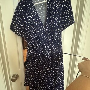 SHEIN Blue Flutter Sleeve V-Neck A-Line Mini Dress